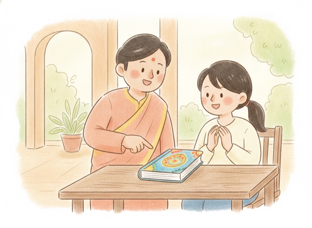 【ヒンディー語】本は机の上にあります。|किताब मेज़ पर है।