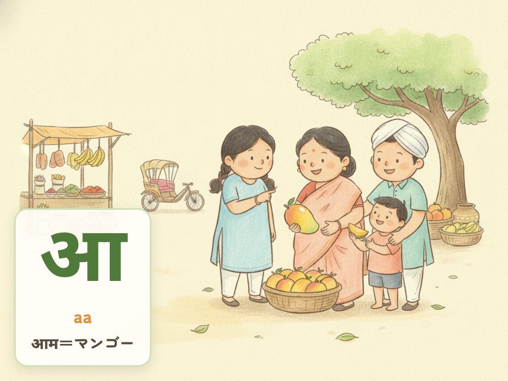 【1日1文字】आ（aa）｜आम（マンゴー）の आ