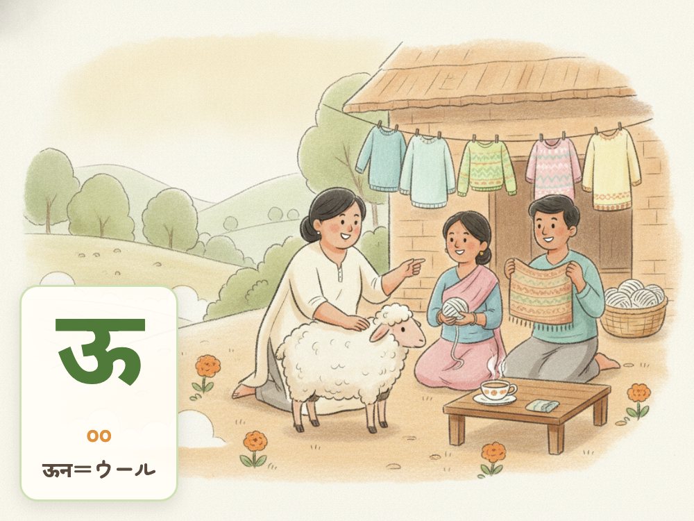 【1日1文字】ऊ（oo）｜ऊन（ウール）の ऊ