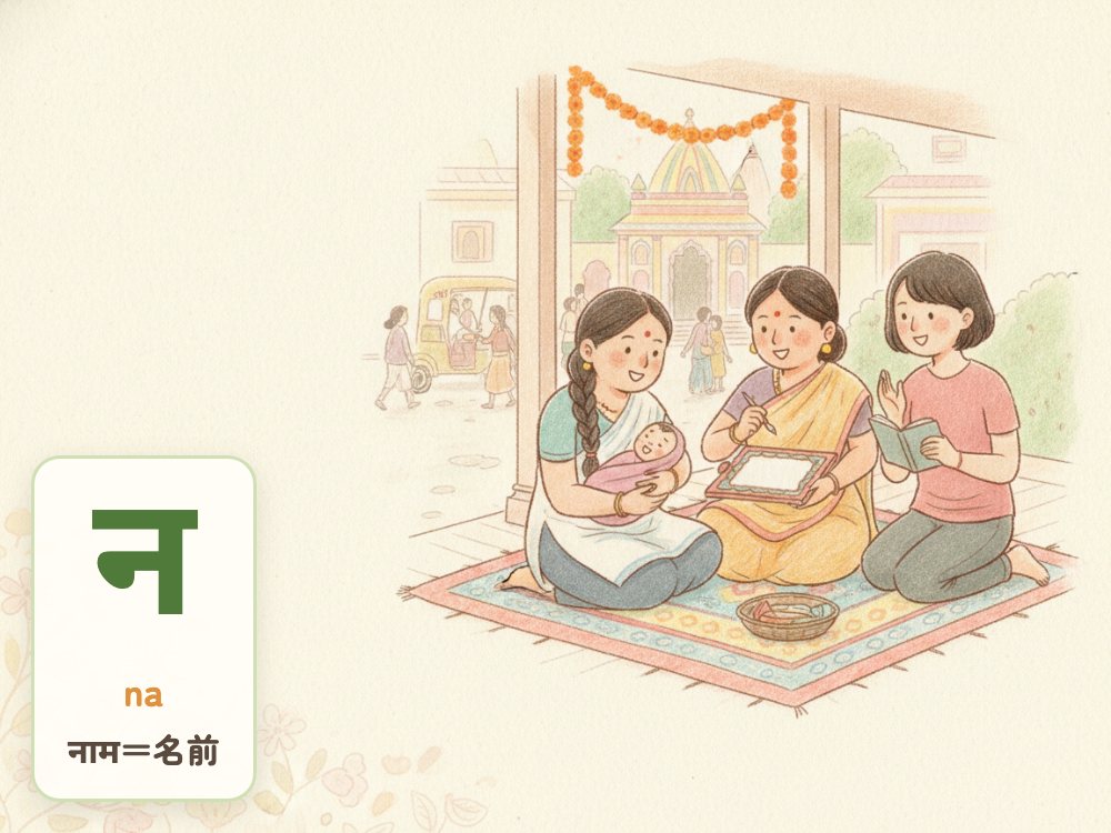 【1日1文字】न（na）｜नाम（名前）の न