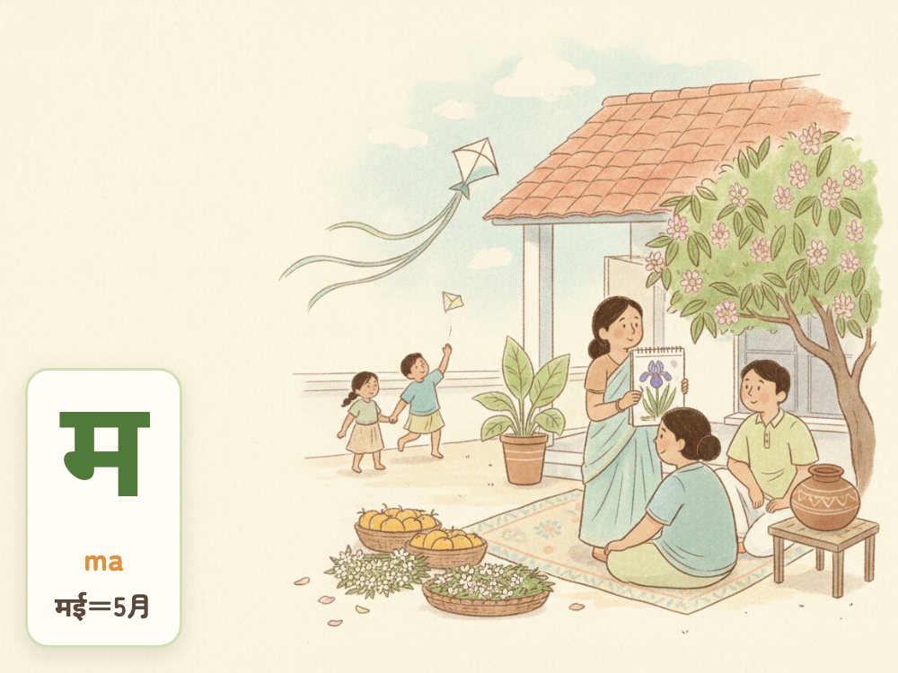 【1日1文字】म（ma）｜मई（5月）の म