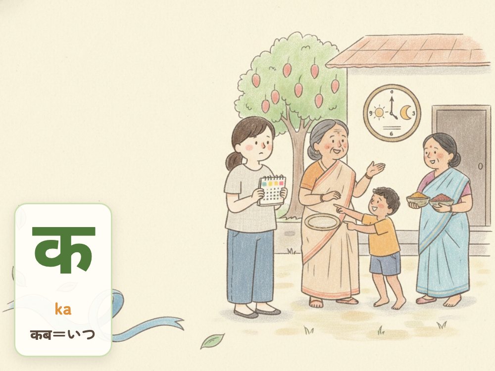 【1日1文字】क（ka）｜कब（いつ）の क