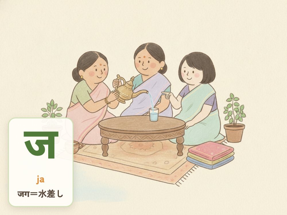 【1日1文字】ज（ja）｜जग（水差し）の ज
