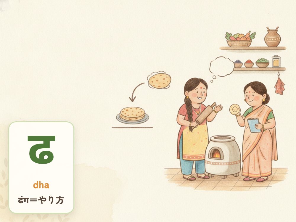 【1日1文字】ढ（dha）｜ढंग（やり方）の ढ