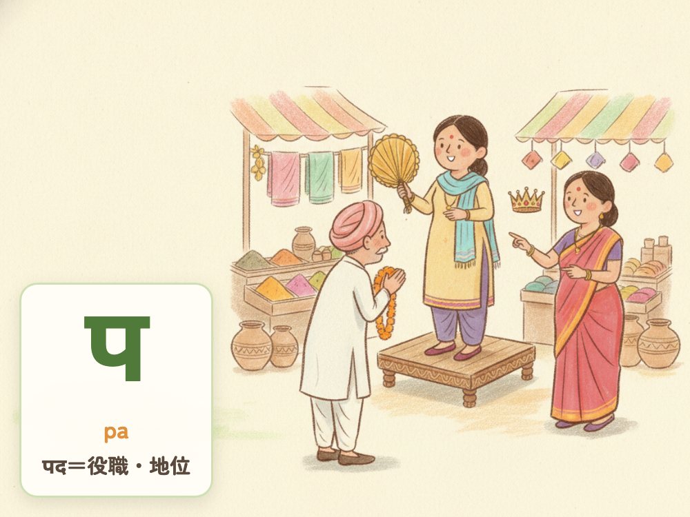 【1日1文字】प（pa）｜पद（役職・地位）の प