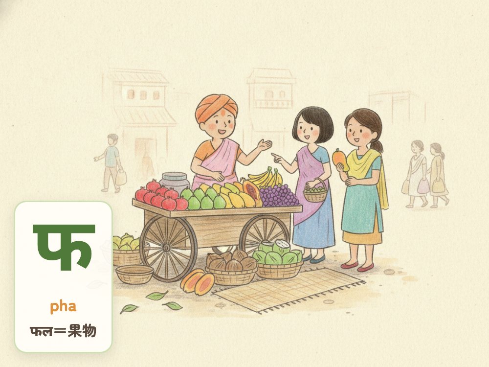 【1日1文字】फ（pha）｜फल（果物）の फ