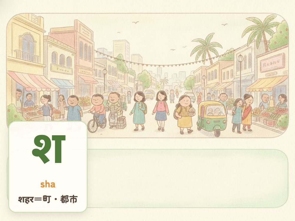 【1日1文字】श（sha）｜शहर（町・都市）の श