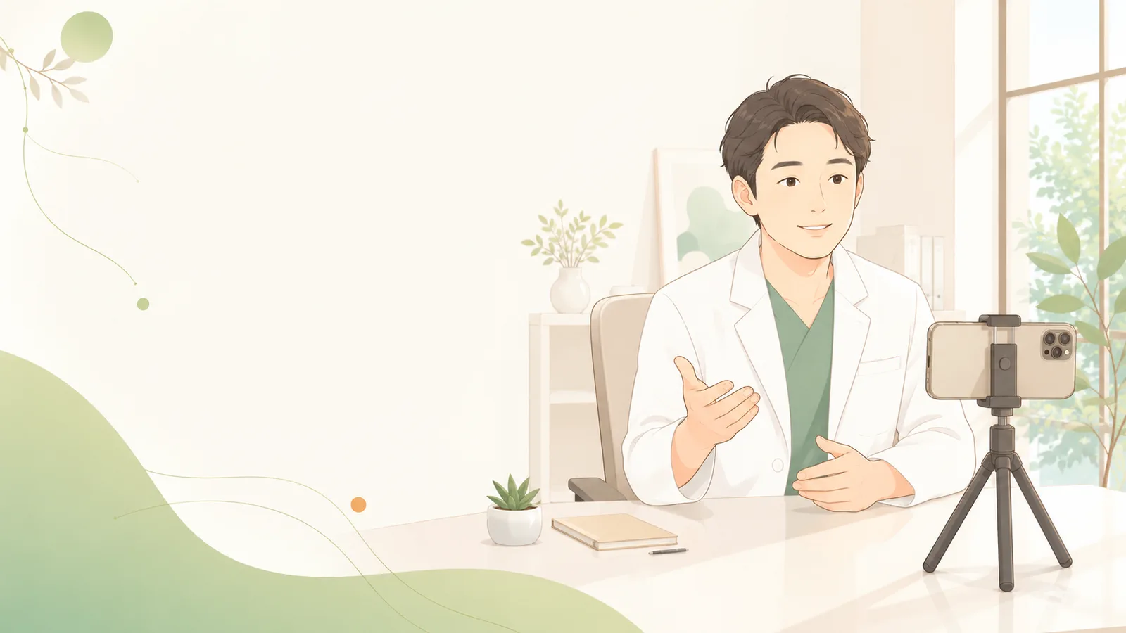スマホで動画撮影する医師